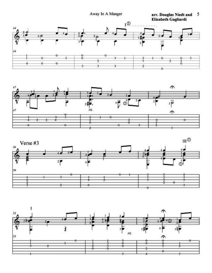 Christmas Sheet Music For Guitar Away In a Manger p5