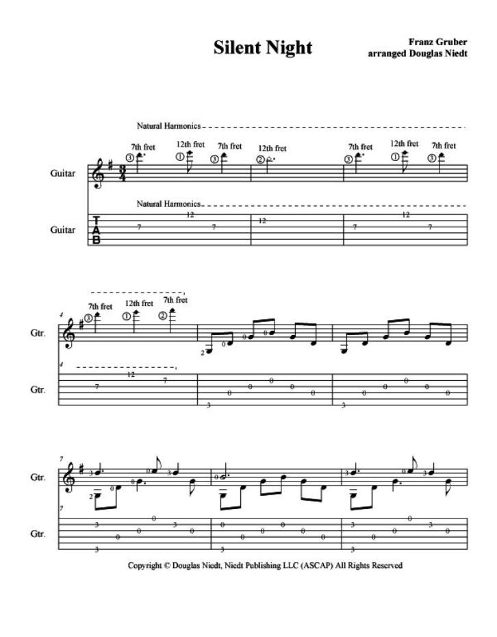 Christmas Sheet Music for Guitar, Silent Night p1