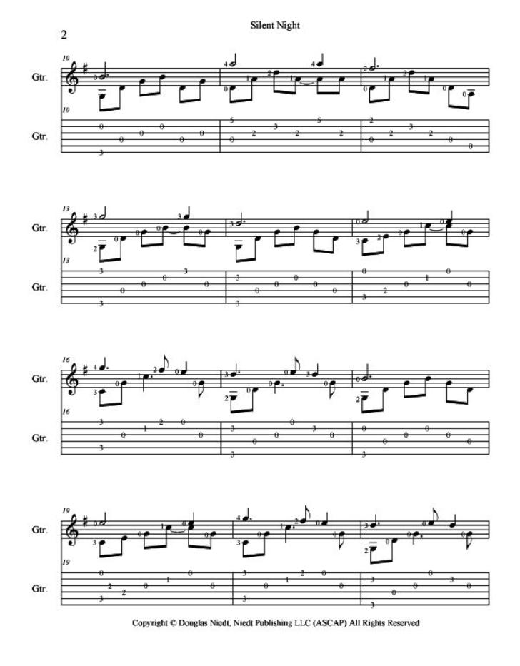 Christmas Sheet Music for Guitar, Silent Night p2
