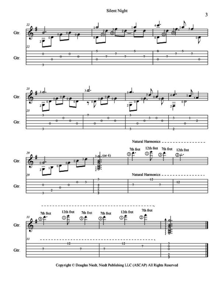 Christmas Shet Music for Guitar, Silent Night p3